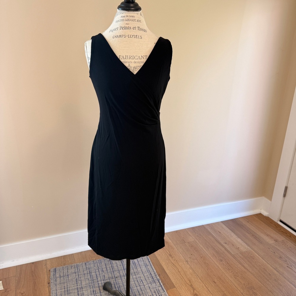 Lauren Ralph Lauren Womens Black Tank Cinched Waist‎ Dress With Cover Size L